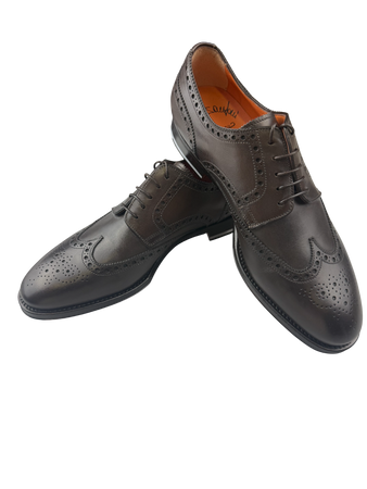 Scarpa Uomo Santoni - Derby Stringate Brogue Rondine Pelle testa di moro