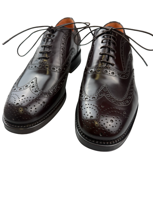 Scarpa Uomo Santoni - Oxford Stringate Brogue pelle testa di moro