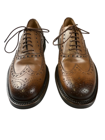 Scarpa Uomo Santoni - Francesina Stringata Brogue pelle marrone sfumata
