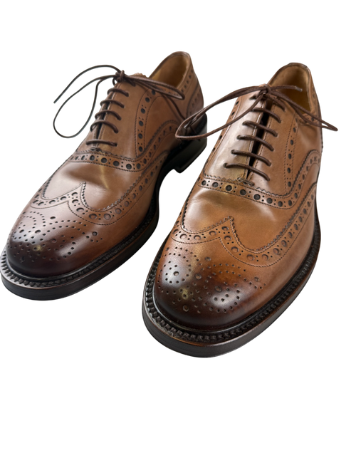 Scarpa Uomo Santoni - Francesina Stringata Brogue pelle marrone sfumata