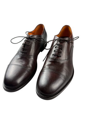 Scarpa Uomo Santoni - Oxford Stringata Cap Toe pelle testa di moro