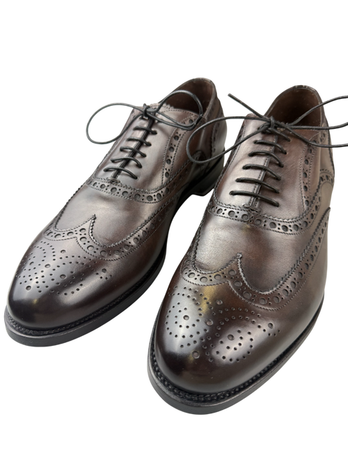 Scarpa Uomo Santoni - Oxford Stringate Brogue pelle Testa di moro