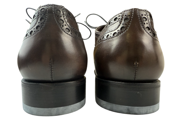 Scarpa Uomo Santoni - Oxford Stringate Brogue pelle Testa di moro