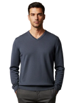 Maglia uomo Bramante - Scollo a V colore Grigio 100% Cotone Made in Italy