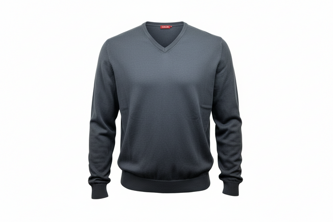 Maglia uomo Bramante - Scollo a V colore Grigio 100% Cotone Made in Italy