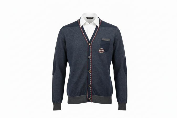 Cardigan Uomo Bob the Original Bottoni Misto Cotone Lana Merino Fango Made in Italy