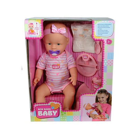 NEW BORN BABY Pink Baby Doll 43cm Beve pipì