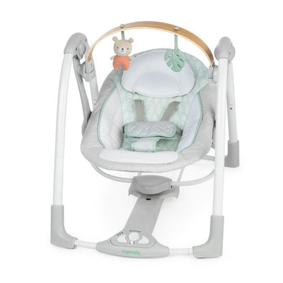 INGENUITY Sdraietta per bambini, altalena elettrica pieghevole - Cosy Spot - arco giochi rimovibile, impostazioni di oscillazione, timer, reclinazione