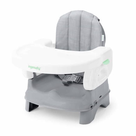 Asiento elevador plegable INGENUITY Deluxe gris, portátil con bandeja y correas incluidas