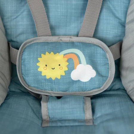 Ity by INGENUITY Sun Valley Canopy Altalena portatile - Cappottina, 2 giocattoli, sedile reclinabile in 2 posizioni - Unisex - 0-9 mesi - Grigio