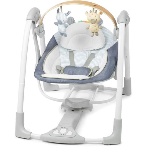 INGENUITY Altalena portatile Swing 'n Go - Arco attività rimovibile in legno proveniente da fonti sostenibili - 5 velocità - Per bambini