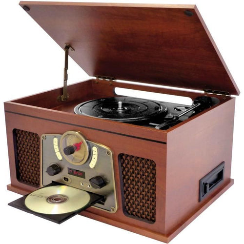 INOVALLEY RETRO10E-BTH-N - Sistema Hi-Fi retrò - Connettività Bluetooth, USB, Vinili, CD, audio K7, Radio FM, Aux-In - Legno invecchiato