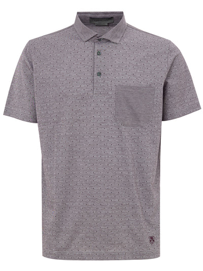 Corneliani Polo Viola a Maniche Corte con Taschino e Logo in Rilievo da uomo