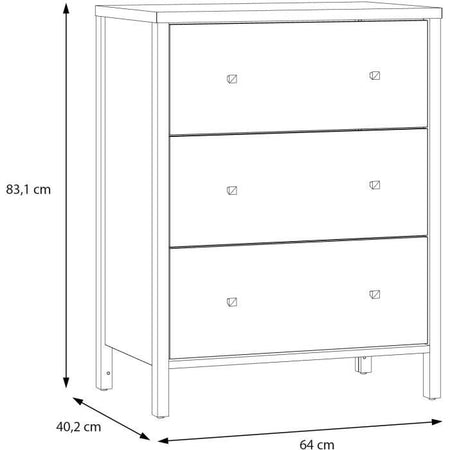 Mobile lavabo - Bianco - 3 cassetti - L64 x P40 x H83 cm - IPSARION