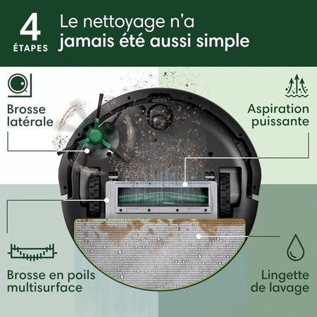 Robot aspirapolvere - IROBOT Roomba 105 Combo + Autoempty - 2h - 7000 Pa - 400 ml - Nero