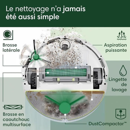 iRobot Roomba 205 DustCompactor Combo - Compatta automaticamente i detriti all'interno del robot fino a 60 J - Clearview LiDAR