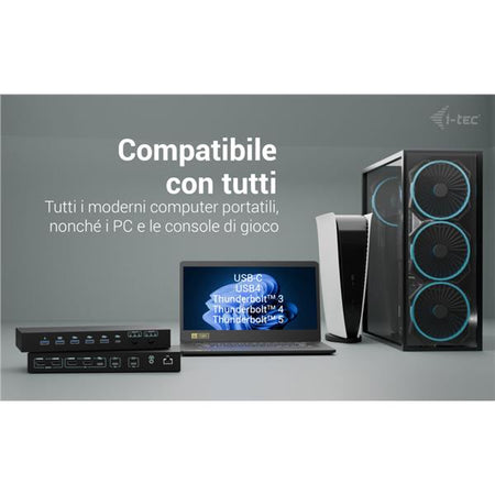 I-TEC DOCKING STATION USB-C KVM PER 3 HOSTS, DUAL DISPLAY, POWER DELIVERY 1X 92W/2X 65W