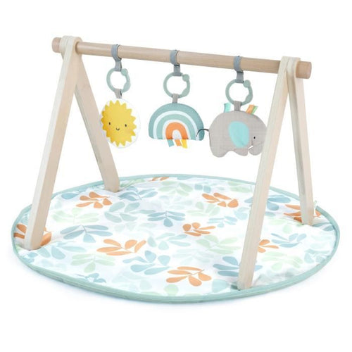 ITY di INGENUITY Tappetino da gioco Sun Valley con arco da gioco in legno, 3 giocattoli rimovibili, pieghevole, dalla nascita