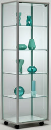 Vetrina espositiva con ripiani regolabili in cristallo per negozio cm. 51,7x51,7x182h