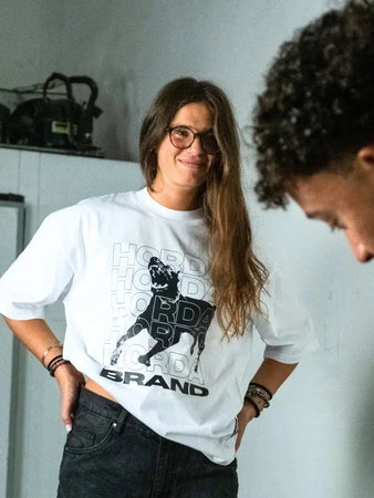 Iconic T-shirt 100% Cotone bianca Dobermann Boxy Fit Horda Brand Streetwear