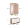 Mobile Ingresso Completo 3 Pezzi con Panca Scarpiera, Appendiabiti, Specchio Legno Bianco, Set Arredo Entrata Salvaspazio, con scarpiera 80 kg, e appendiabiti 30 kg. Marca: HOMCOM