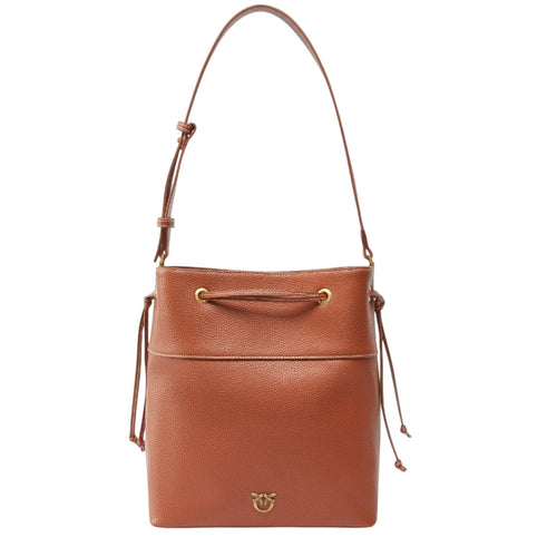 Pinko borse a tracolla donna pinko - secchiello classic pelle - marrone da donna