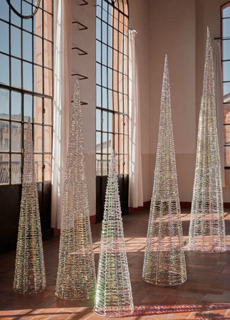Albero decorativo cono in metallo e plastica con luci Led per decorazione natalizia