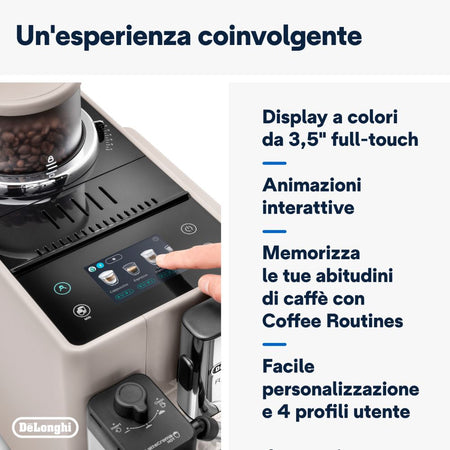 De Longhi Rivelia Beige Macchina Caffè Automatica 1450W 1.4L EXAM44055BG