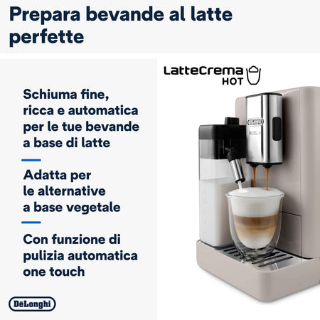 De Longhi Rivelia Beige Macchina Caffè Automatica 1450W 1.4L EXAM44055BG