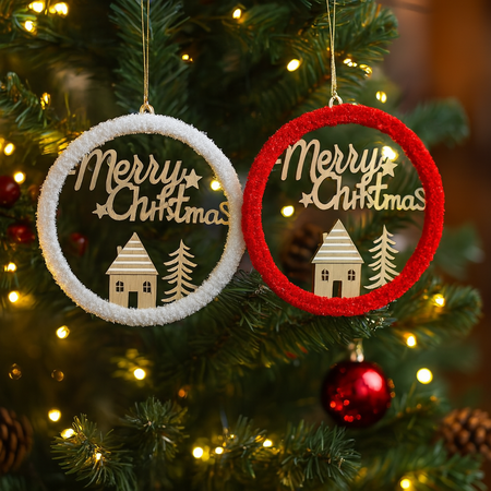 Pendente natalizio per Albero di Natale in legno con design casa