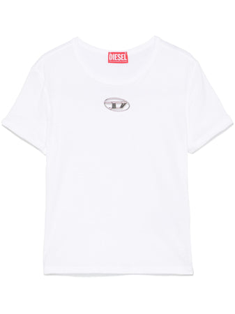 DIESEL t-shirt con placca logo da donna