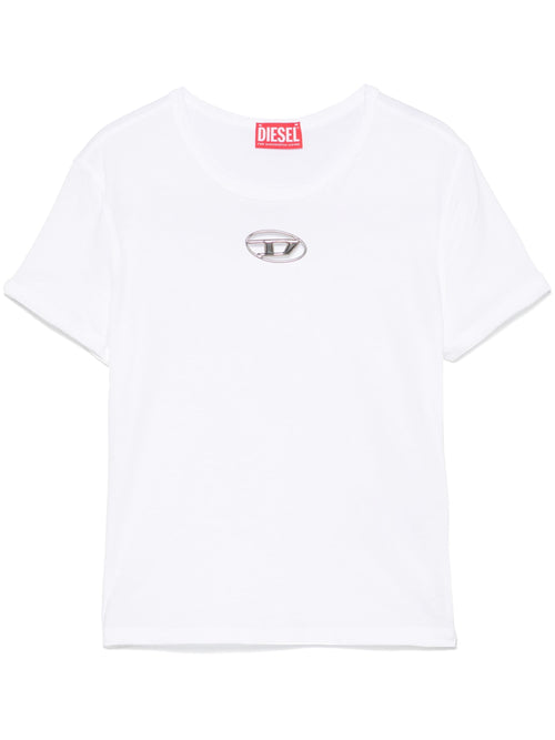 DIESEL t-shirt con placca logo da donna