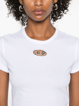 DIESEL t-shirt con placca logo da donna
