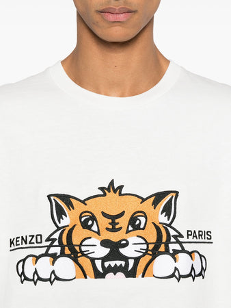 Kenzo T-shirt oversize ricamata 'KENZO Happy Tiger' di cotone da uomo