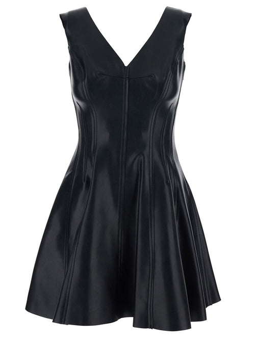 NORMA KAMALI <h4>Norma Kamali - Abito in Ecopelle con Scollo a V</h4> da donna