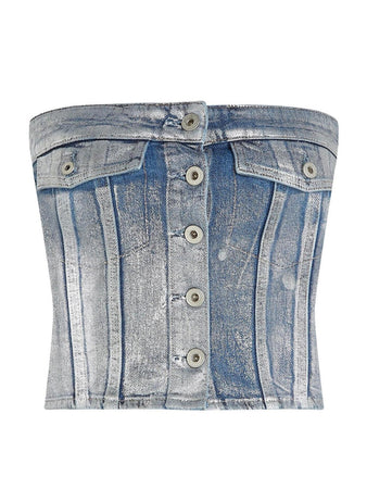 KARL LAGERFELD <h4> - top bustier denim</h4> da donna