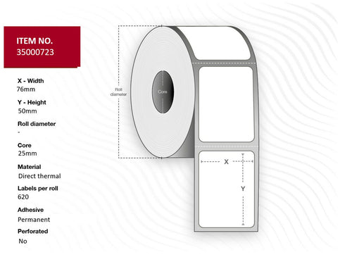 Label 76x50 - Core 25. White.