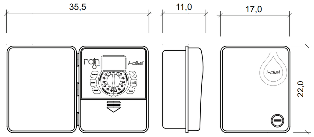 Centralina per irrigazione "I-Dial" con trasformatore e ampio display illuminato 24 volt