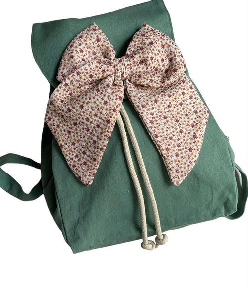 Zainetto per asilo in Cotone con fiocco, con nome personalizzabile, da 30 cm