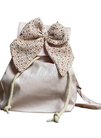 Zainetto per asilo in Cotone con fiocco, con nome personalizzabile, da 30 cm