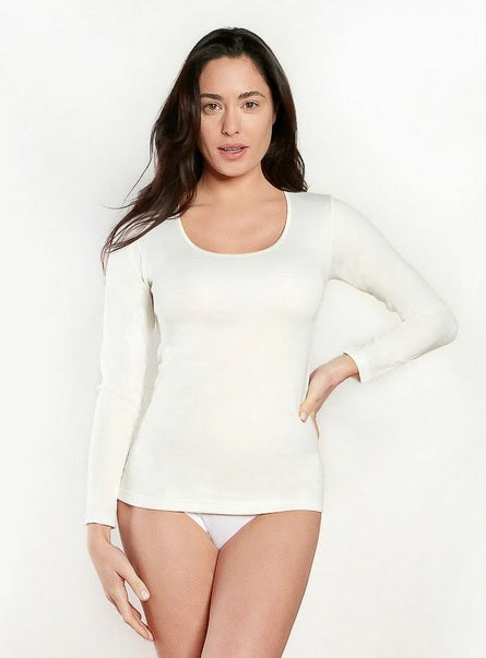 Maglia donna girocollo nottingam lana cotone manica lunga taglia 3