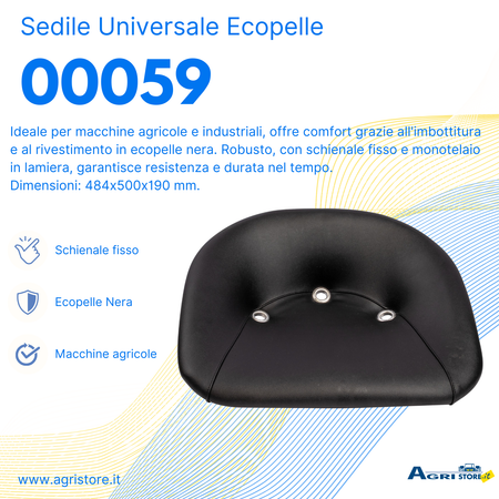 Sedile Ama universale in ecopelle nera con imbottitura