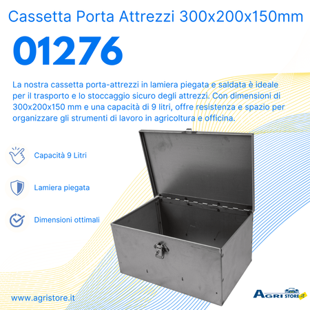 Cassetta porta attrezzi in lamiera 300x200x150mm