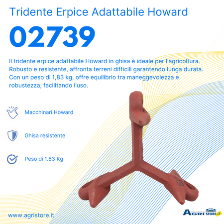 Tridente erpice adattabile Howard in ghisa