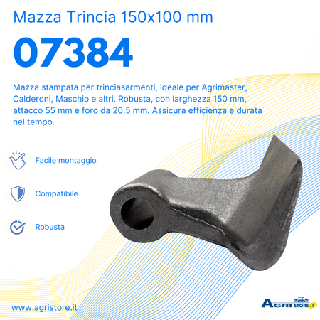 Mazza trincia larghezza 150mm lunghezza 100mm attacco 55mm e foro Ø 20,5mm
