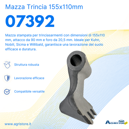 Mazza trincia 155x110mm attacco 90mm e foro 20,5mm
