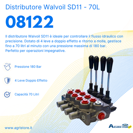Distributore Walvoil SD11 a 4 leve a doppio effetto - 70L