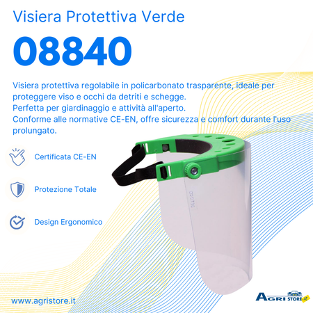 Visiera protettiva in policarbonato verde certificata CE-EN 10 pezzi confezione da 5 pezzi