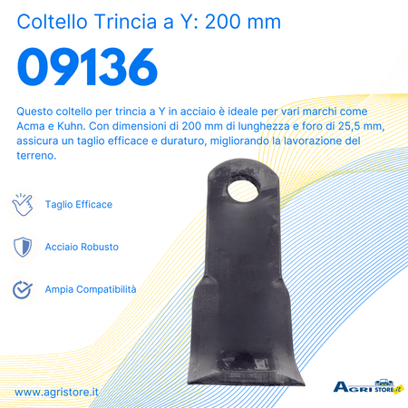 Coltello Trincia a Y 55x200mm Foro Ø 25,5mm confezione da 10 pezzi
