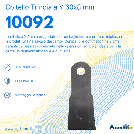 Coltello per trincia a Y altezza 203mm lunghezza 60mm confezione da 2 pezzi